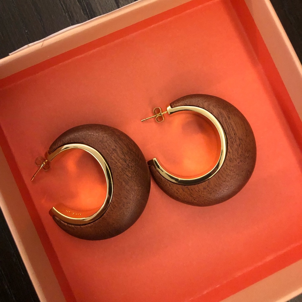 Cult gaia wood and gold earrings